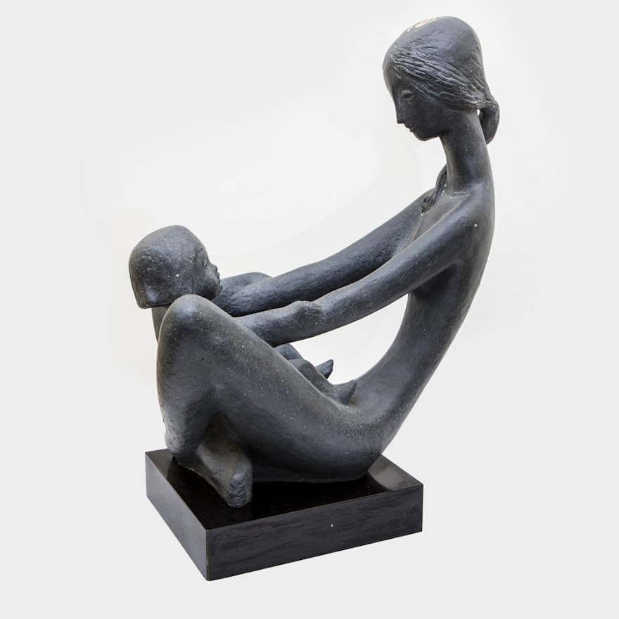 Circa 1970s Sculpture of Mother and Child by Austin Productions