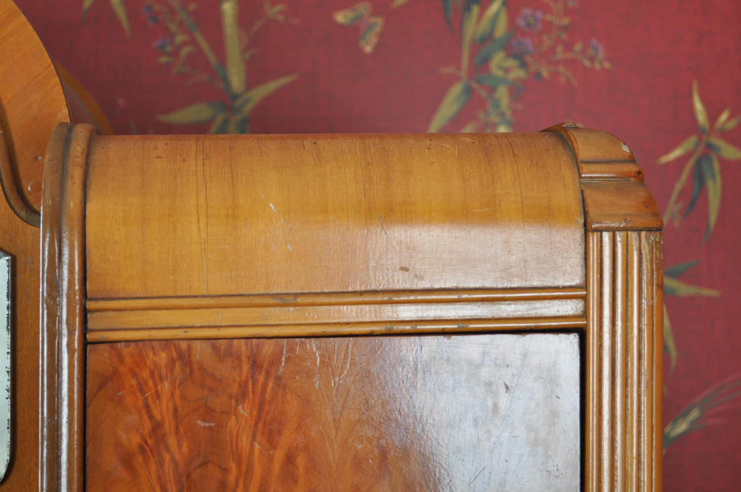 Circa 1930s Art Deco Waterfall Chifferobe with Mirror