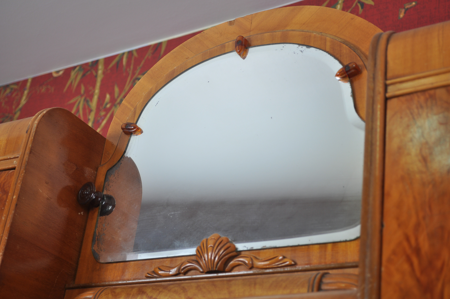 Circa 1930s Art Deco Waterfall Chifferobe with Mirror