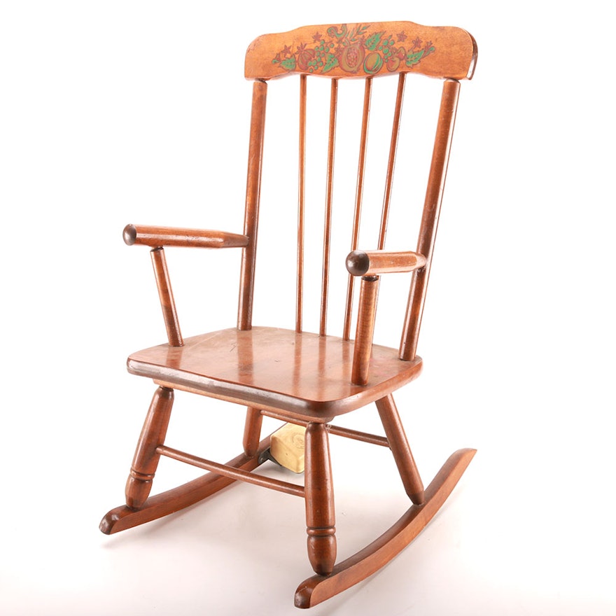 Oak Hill Child's Vintage Rocking Chair With Music Box