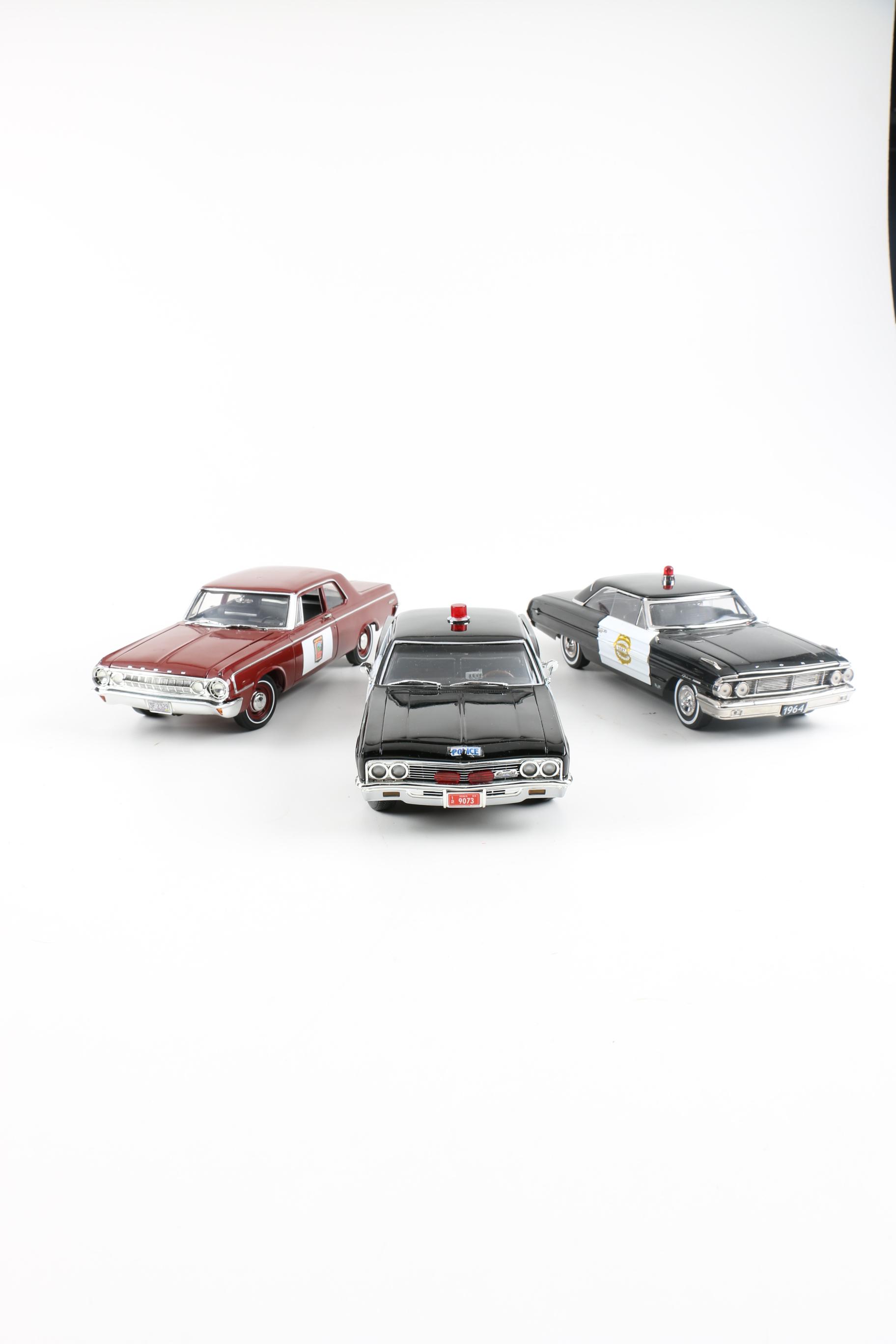 Three 1:18 Scale 1960s Police Cars