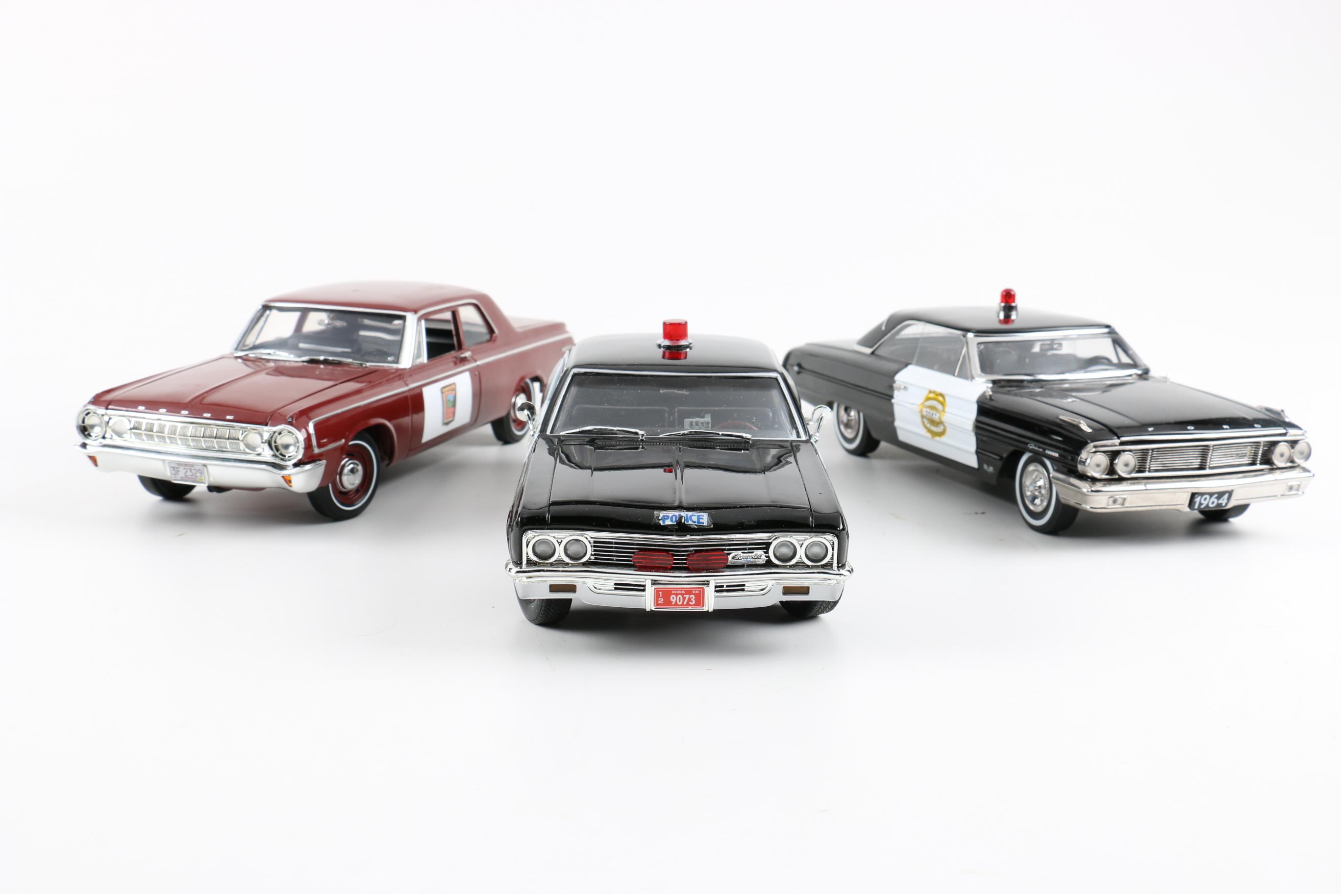 Three 1:18 Scale 1960s Police Cars