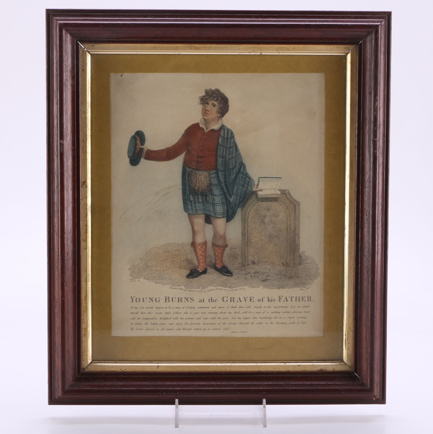 1808 Engraving After Adam Buck "Young Robert Burns at the Grave of his Father"