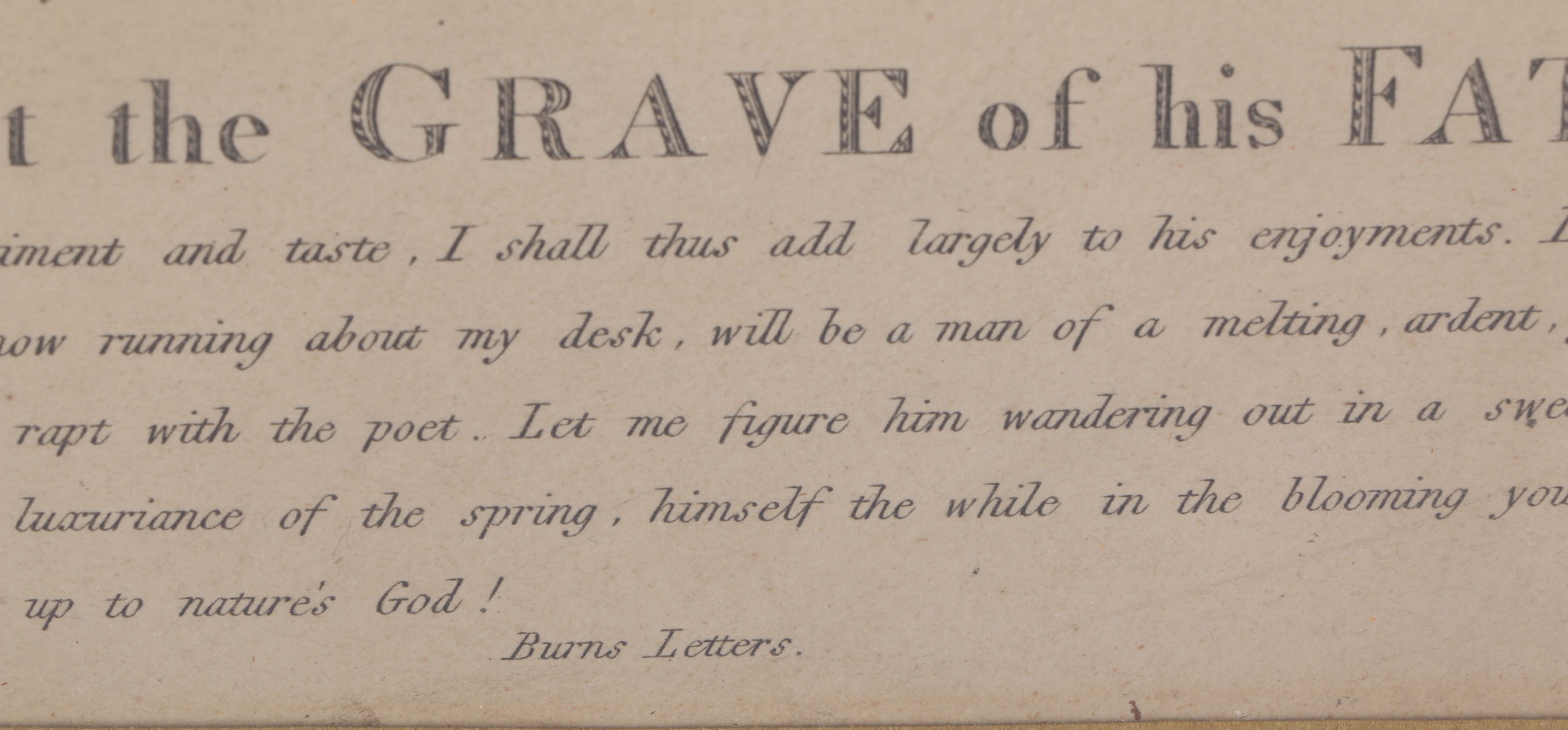 1808 Engraving After Adam Buck "Young Robert Burns at the Grave of his Father"