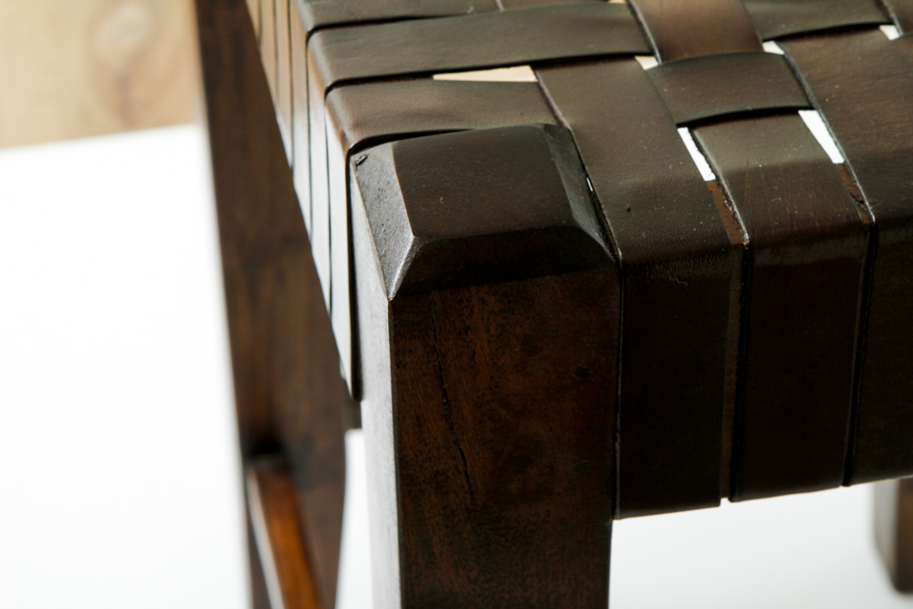 William Sheppee Ltd. Leather and Wood Saddler Bar Stools