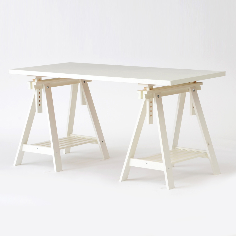 IKEA White Contemporary Drafting Table with Trestle Legs