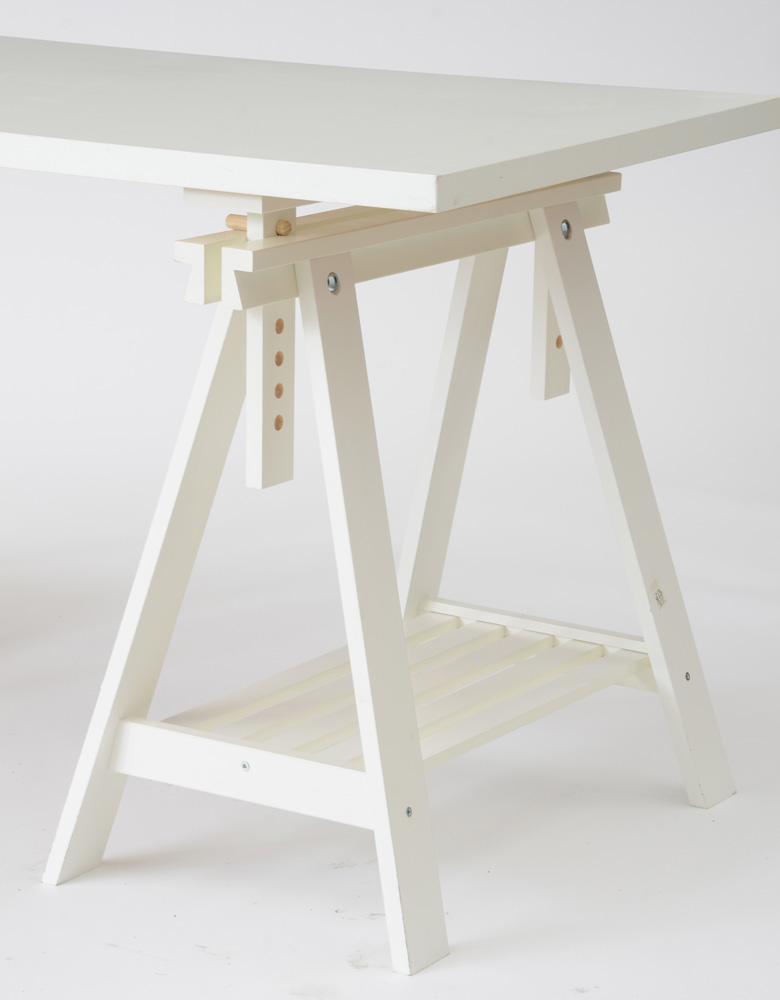 IKEA White Contemporary Drafting Table with Trestle Legs