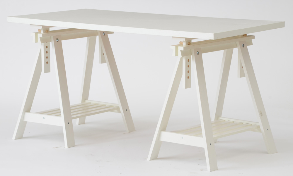IKEA White Contemporary Drafting Table with Trestle Legs