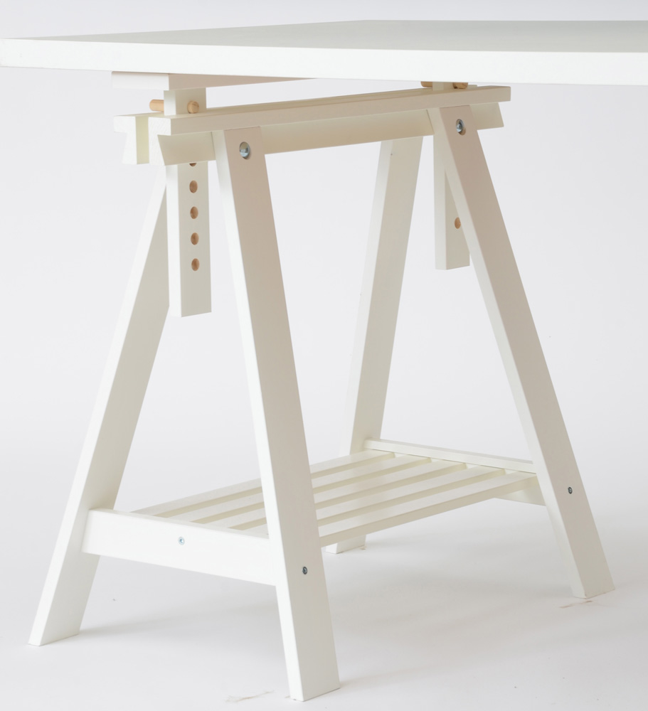 IKEA White Contemporary Drafting Table with Trestle Legs