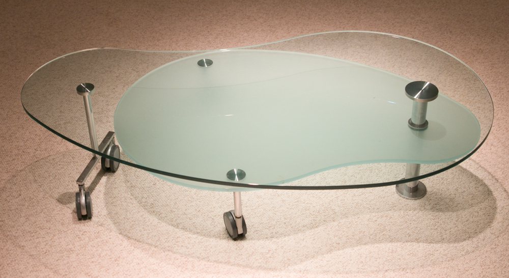 Modern Kidney-shaped Glass Coffee Table