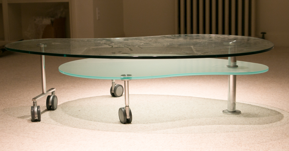 Modern Kidney-shaped Glass Coffee Table