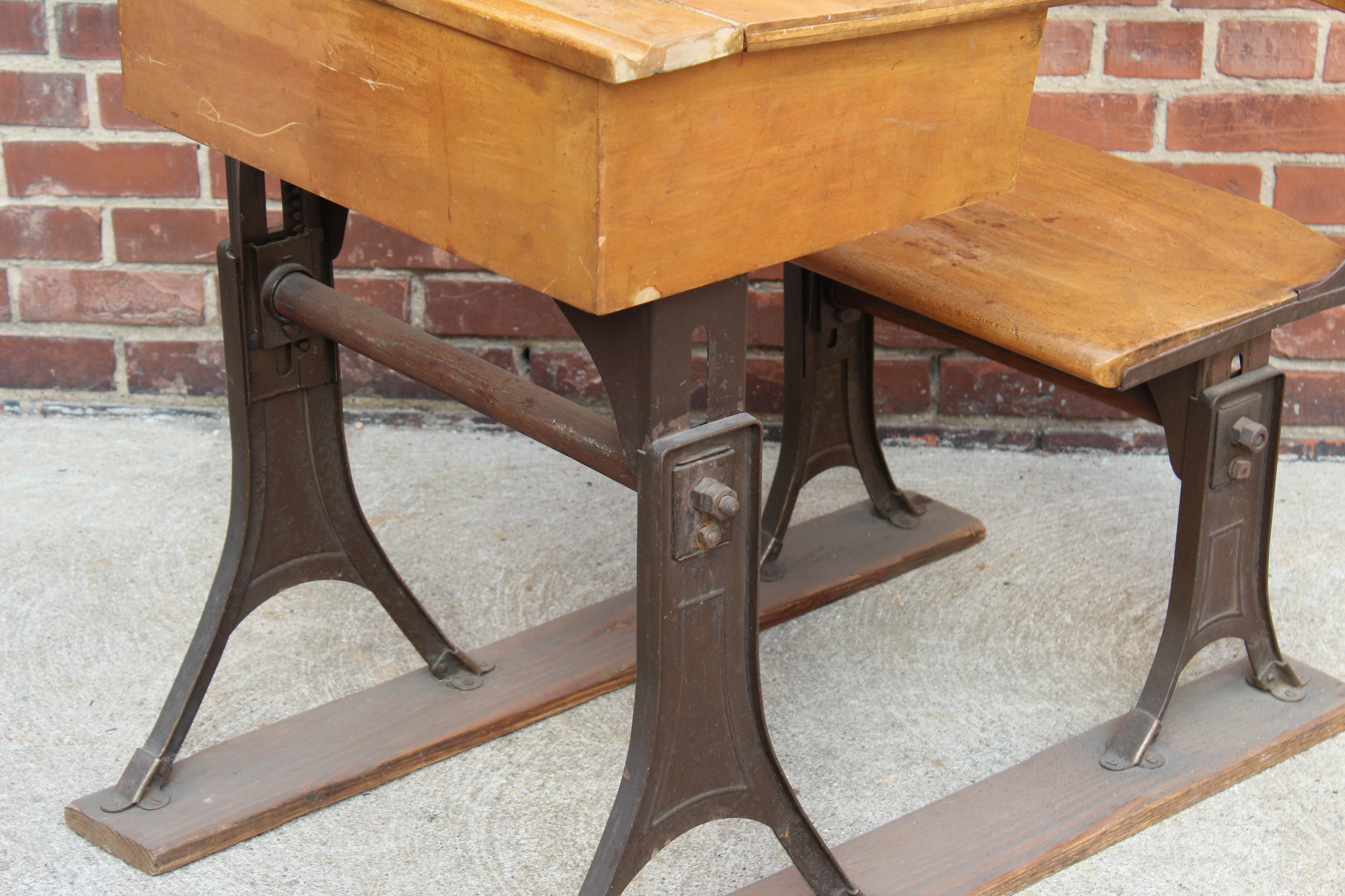 Vintage Oak Flip Top School Desk