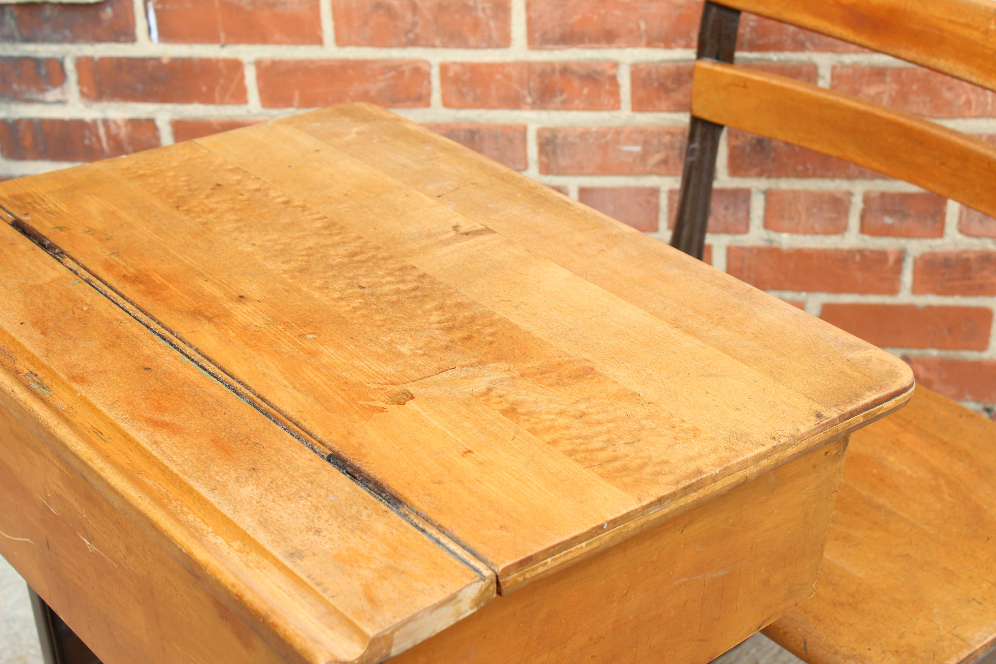 Vintage Oak Flip Top School Desk