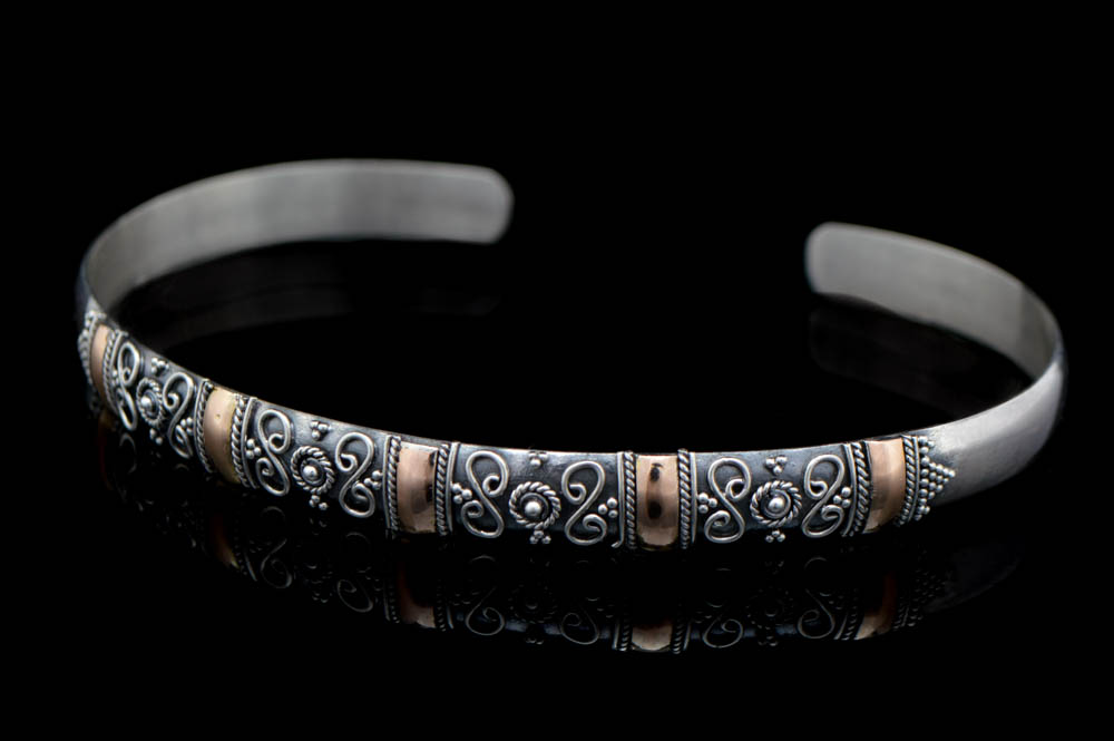 Sterling Silver and 14K Rose Gold Cuff Bracelet