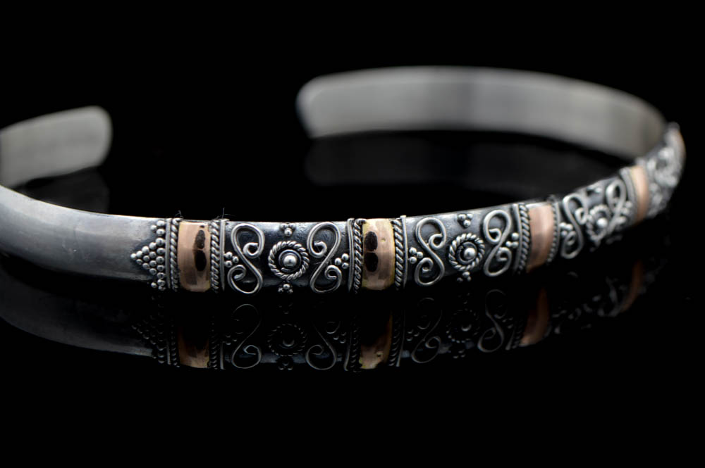 Sterling Silver and 14K Rose Gold Cuff Bracelet