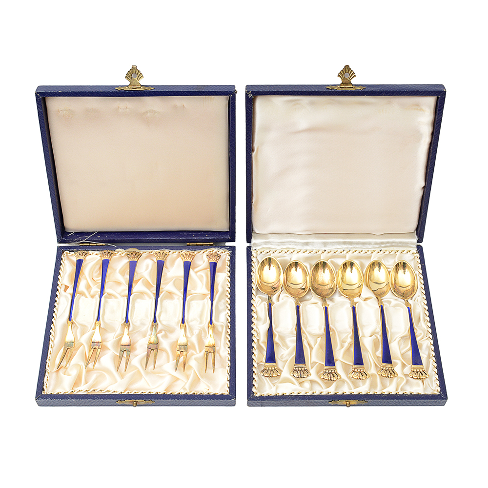 Vintage Egon Lauridsen Sterling Silver and Enamel Flatware