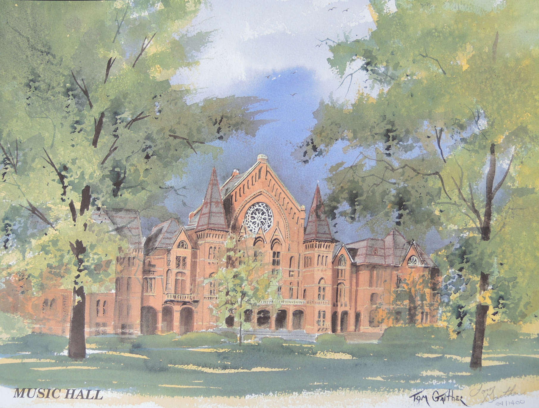 Signed Tom Gaither "Music Hall" Lithograph