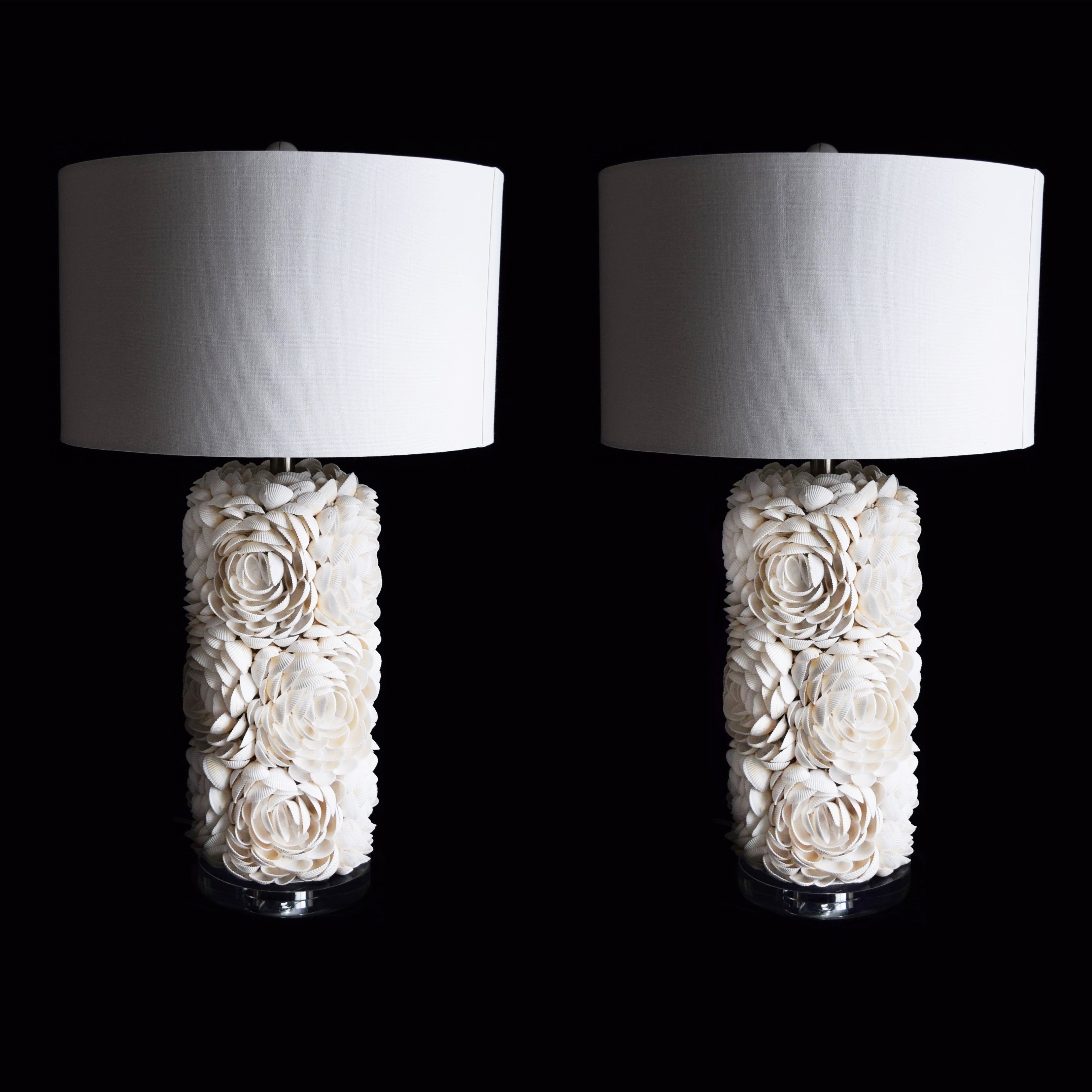 Pair of White Sea Shell Table Lamps