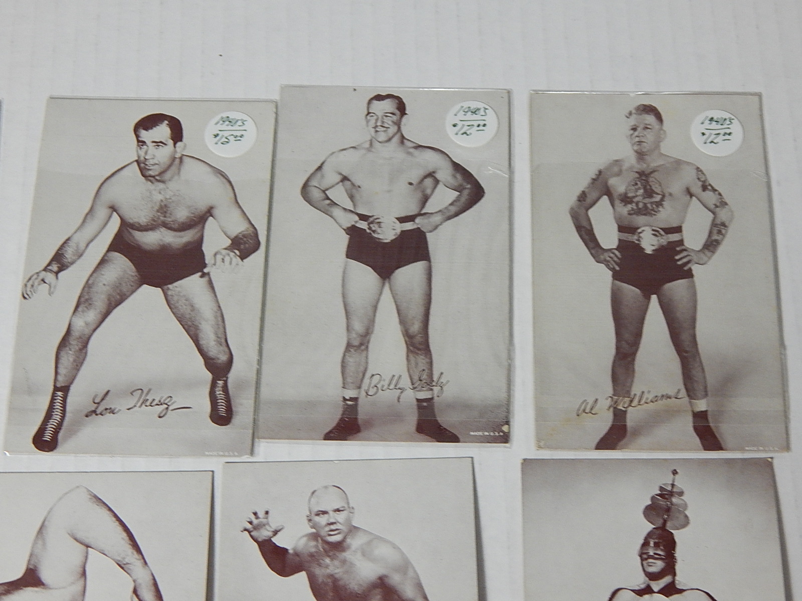 Eighteen 1940s and 1950s Wrestling Exhibit Cards