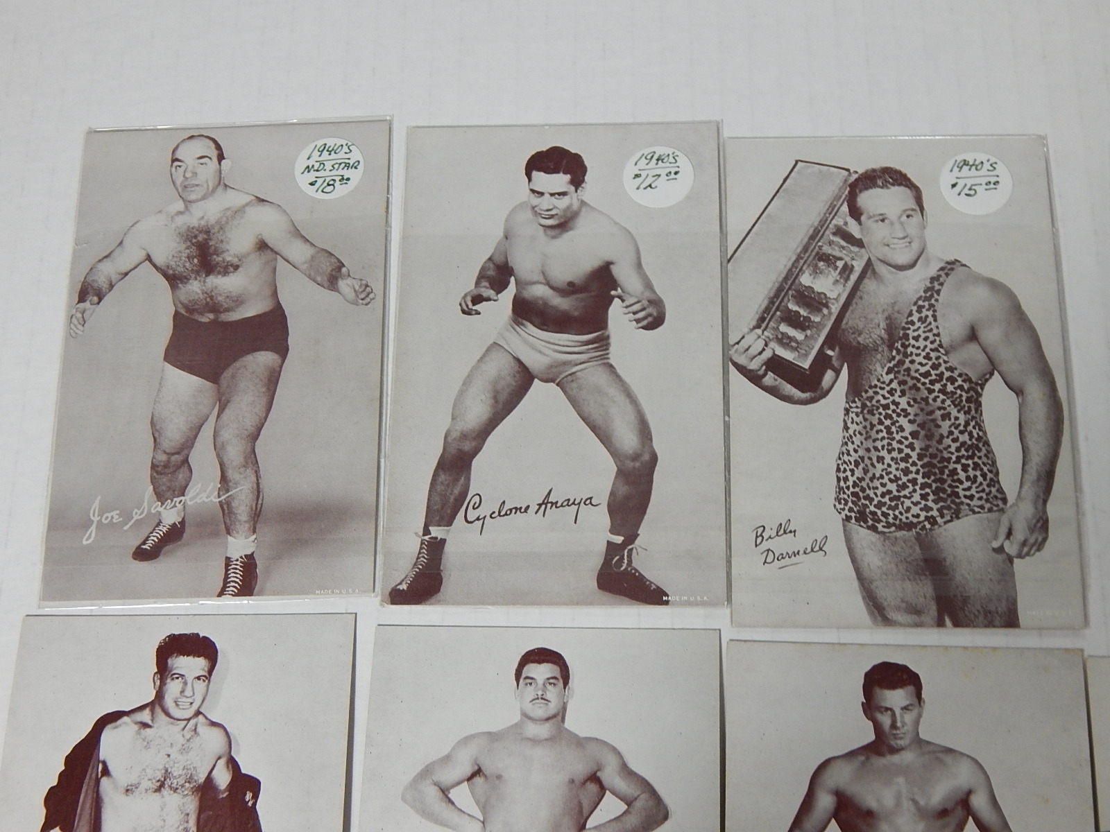 Eighteen 1940s and 1950s Wrestling Exhibit Cards