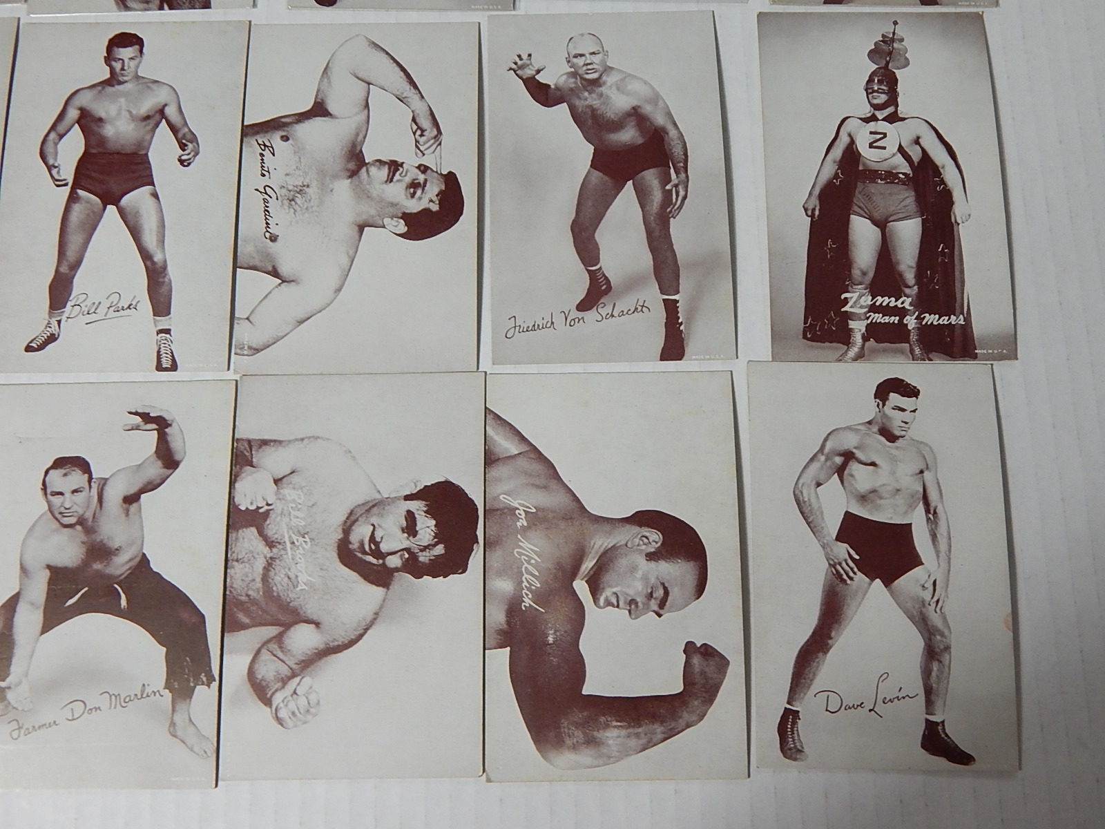 Eighteen 1940s and 1950s Wrestling Exhibit Cards