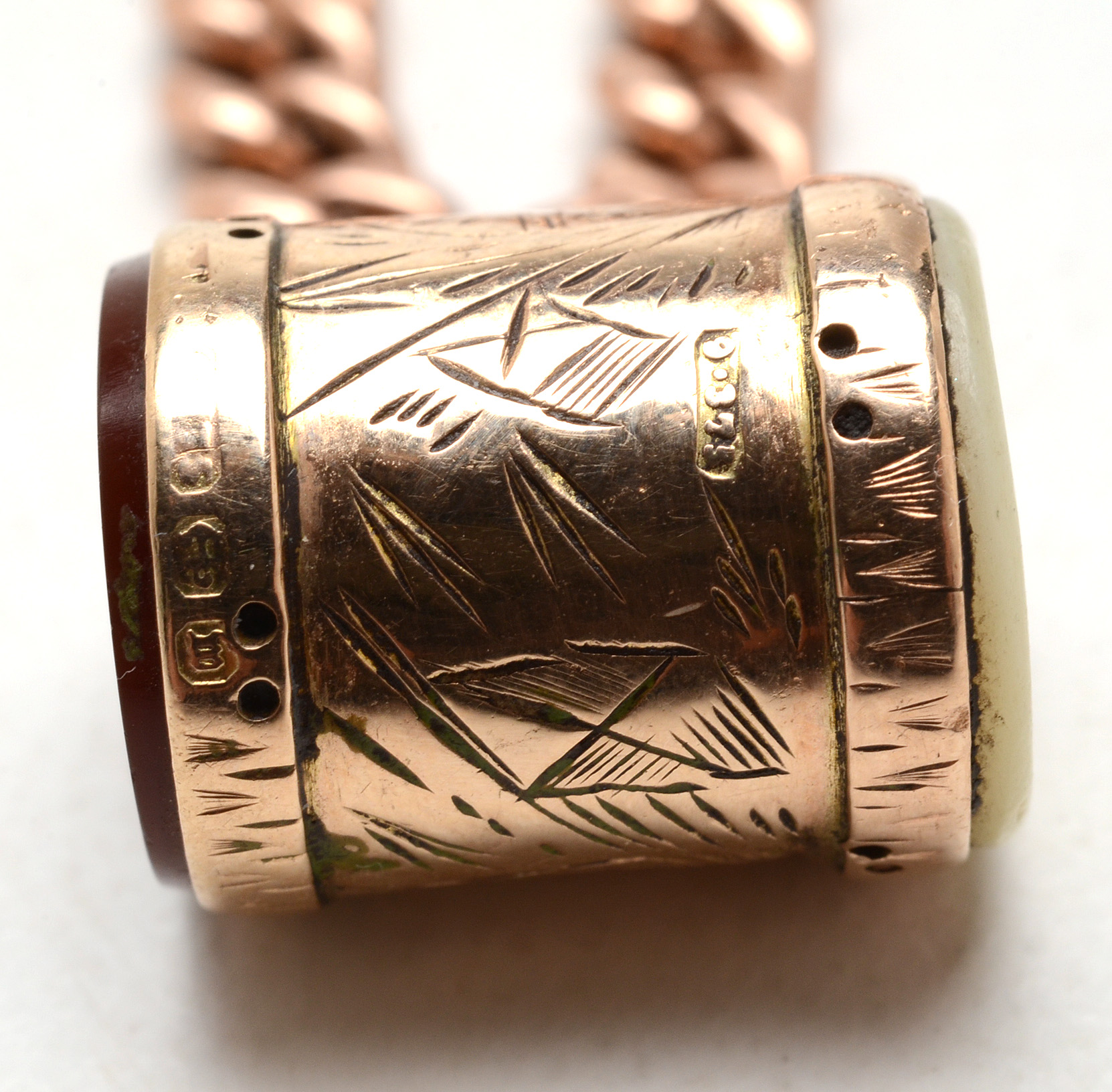 Victorian English 9K Rose Gold Bracelet with Charm