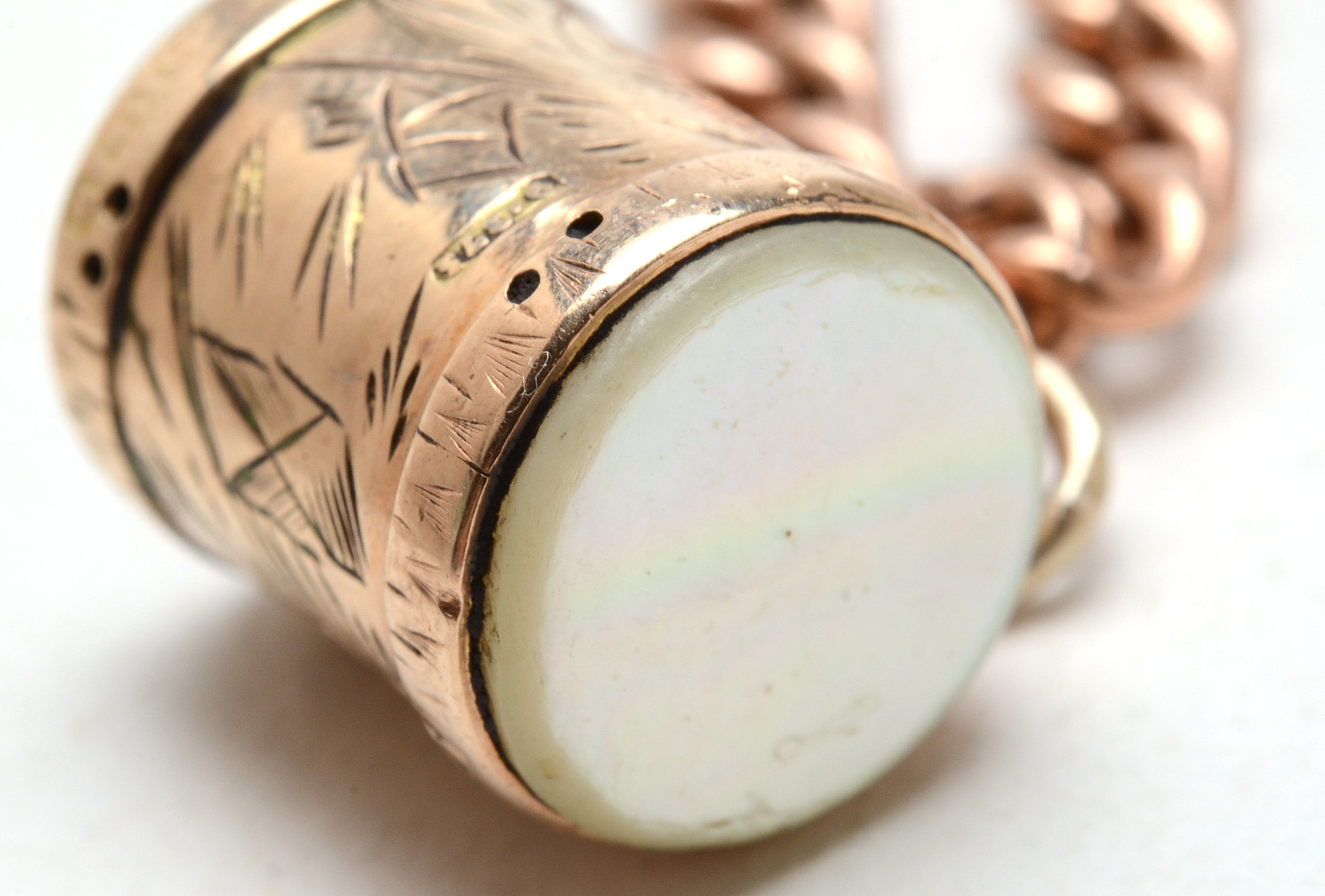 Victorian English 9K Rose Gold Bracelet with Charm