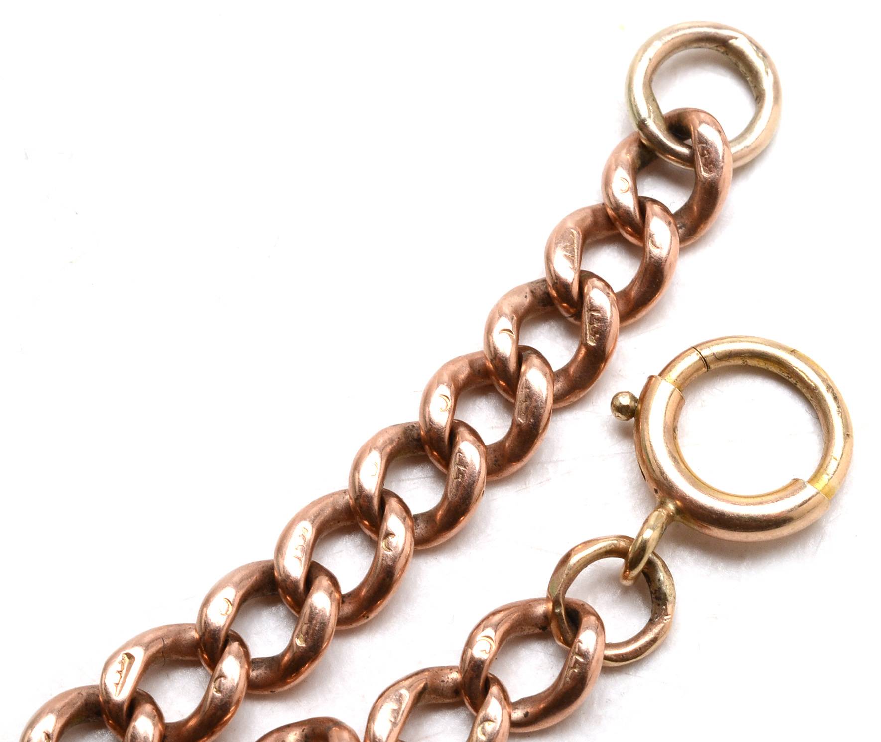 Victorian English 9K Rose Gold Bracelet with Charm