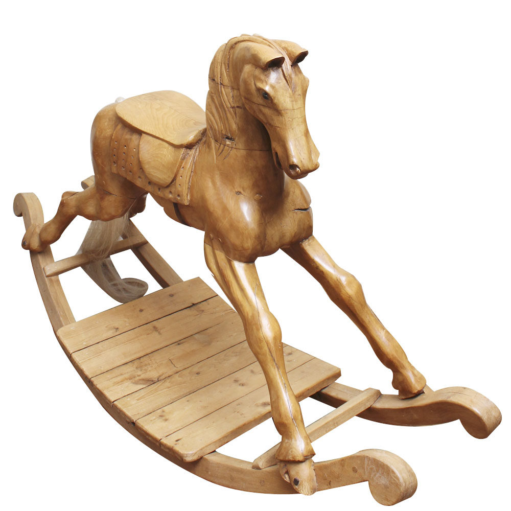 Adult Size Hand Carved Oak Rocking Horse Everything But The House