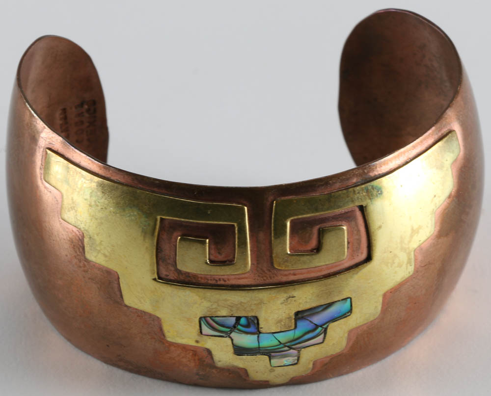 Pair of Copper and Brass Southwestern Style Cuff Bracelets