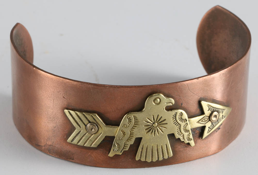 Pair of Copper and Brass Southwestern Style Cuff Bracelets