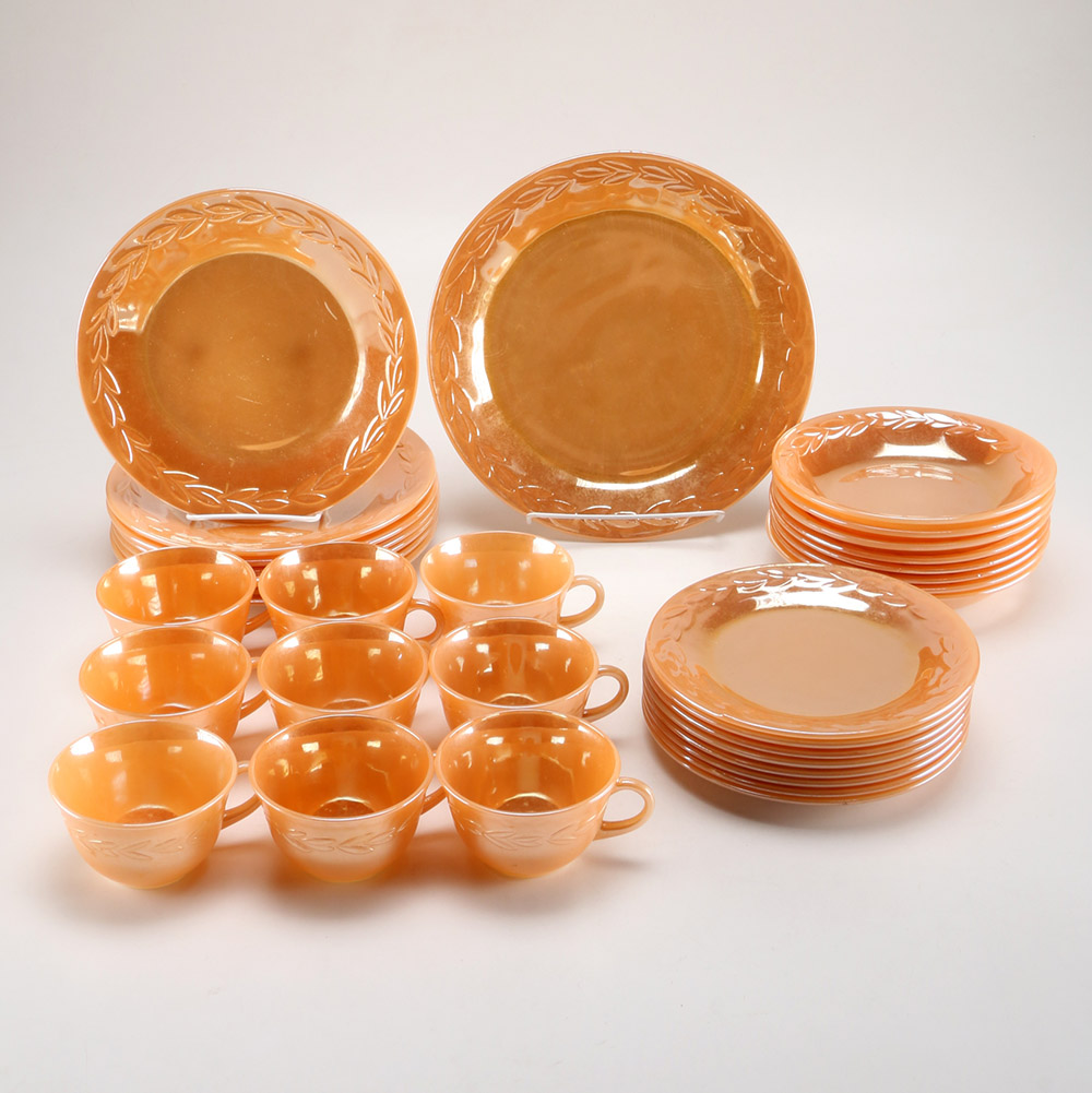 Fire King Ware Metallic Orange Dish Set