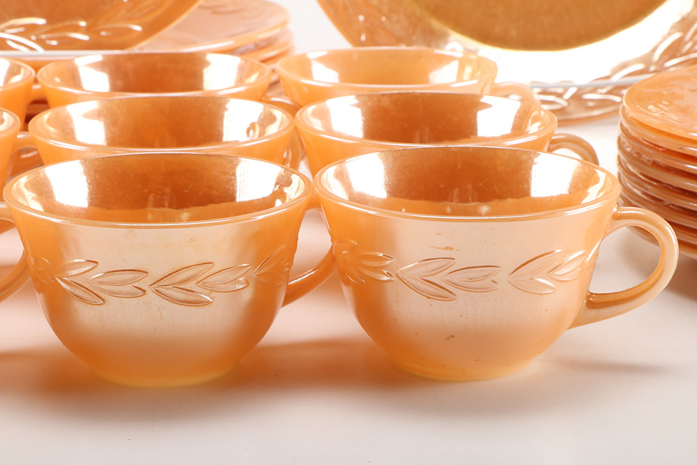 Fire King Ware Metallic Orange Dish Set