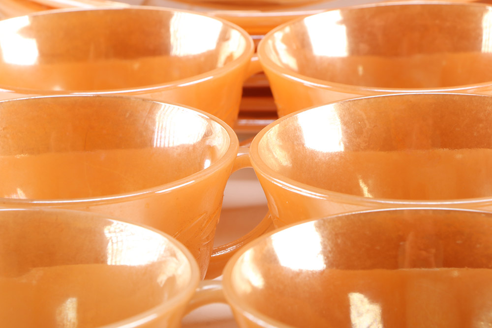 Fire King Ware Metallic Orange Dish Set