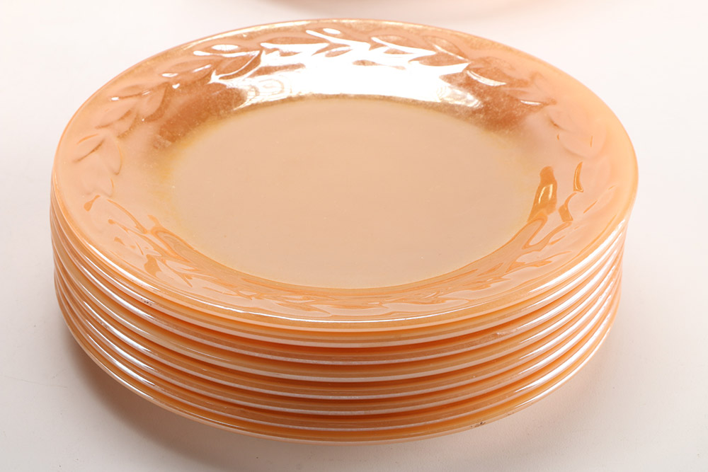 Fire King Ware Metallic Orange Dish Set