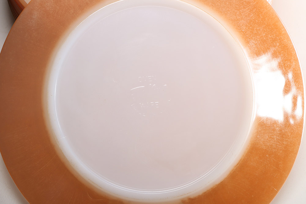 Fire King Ware Metallic Orange Dish Set