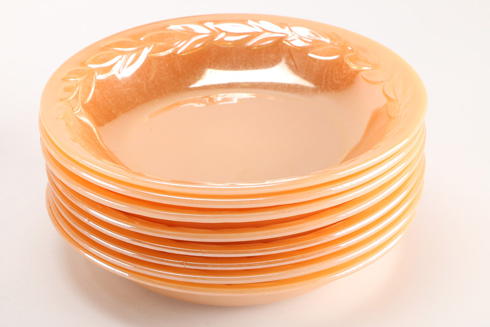 Fire King Ware Metallic Orange Dish Set