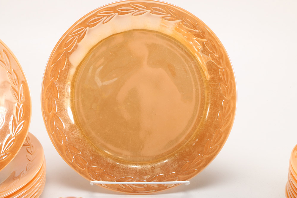 Fire King Ware Metallic Orange Dish Set