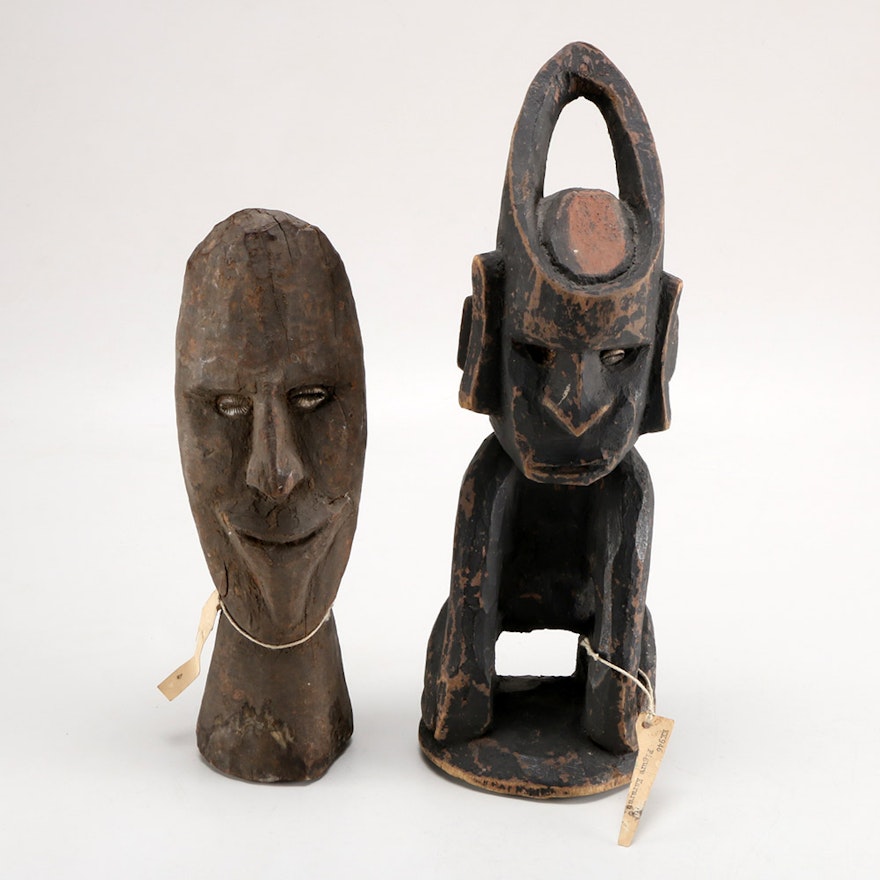 Pair of Painted Wooden African Sculptures