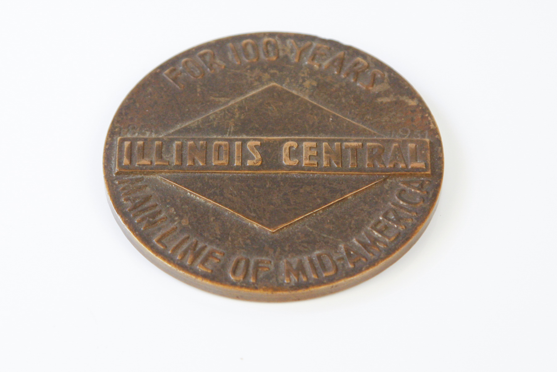 1951 Illinois Central Railroad Centennial Bronze Medallion