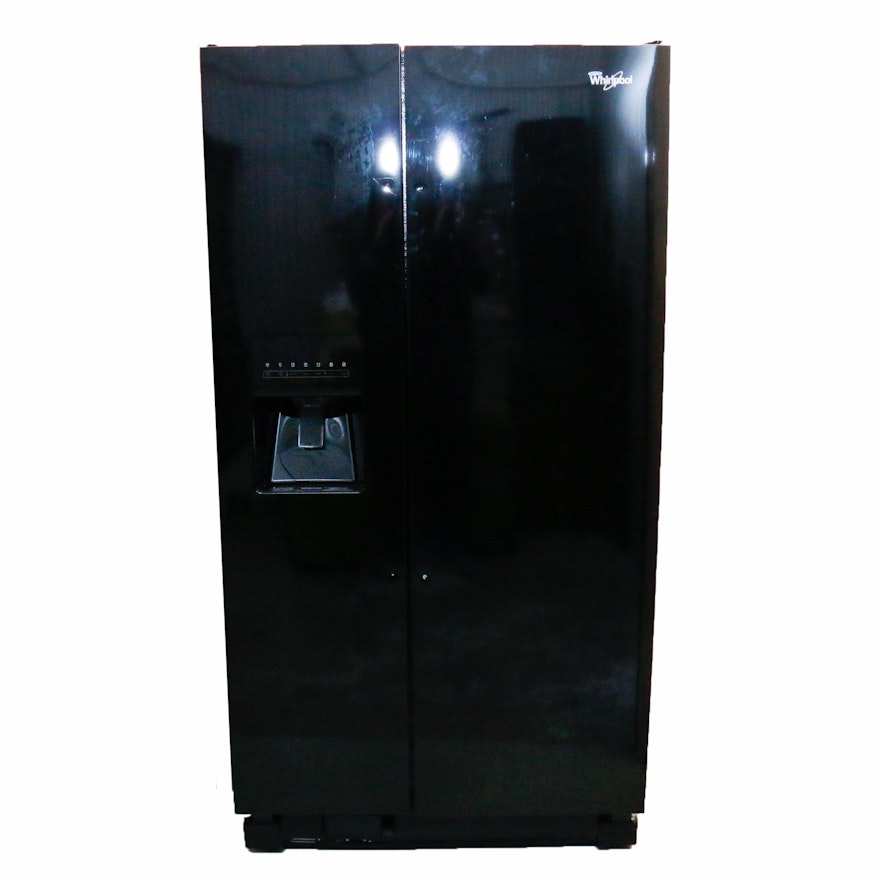Black Side-by-Side Whirlpool Refrigerator Model Number WRS325FDAB02