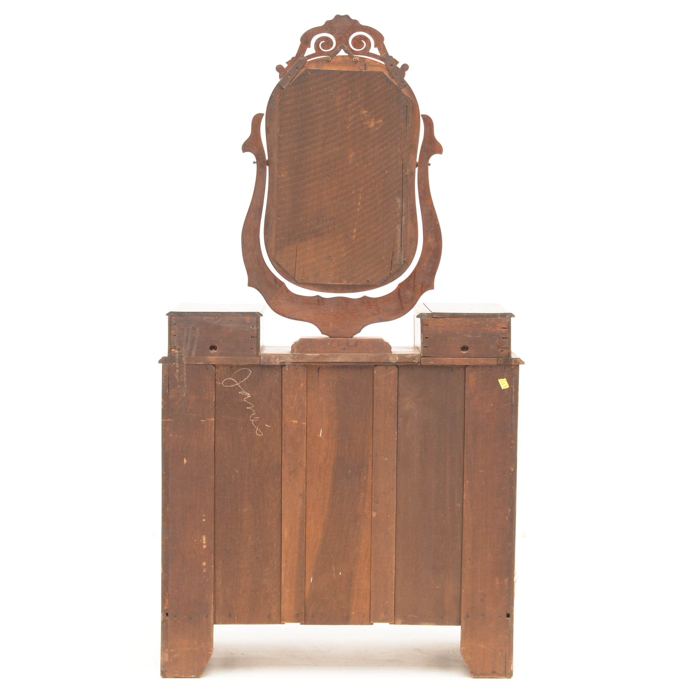 Carved Walnut Victorian Chest with Wishbone Mirror