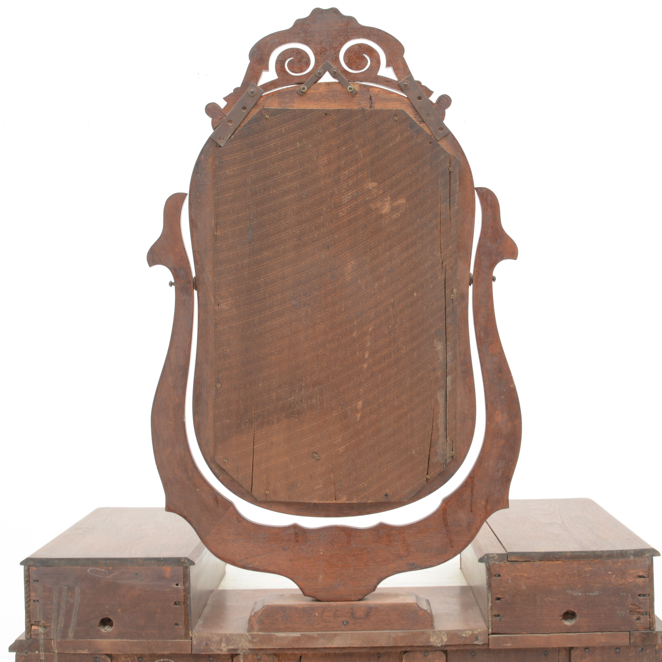 Carved Walnut Victorian Chest with Wishbone Mirror