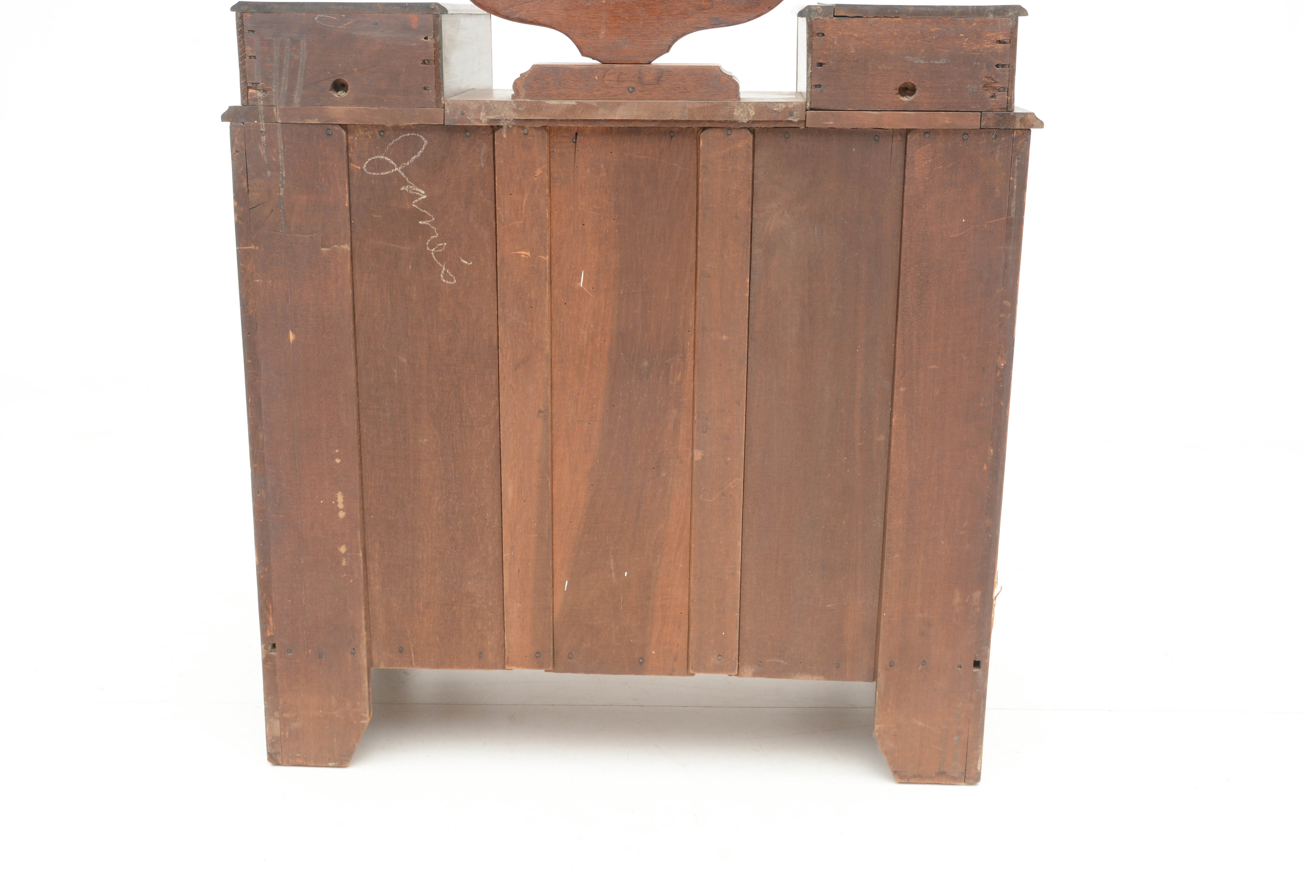 Carved Walnut Victorian Chest with Wishbone Mirror