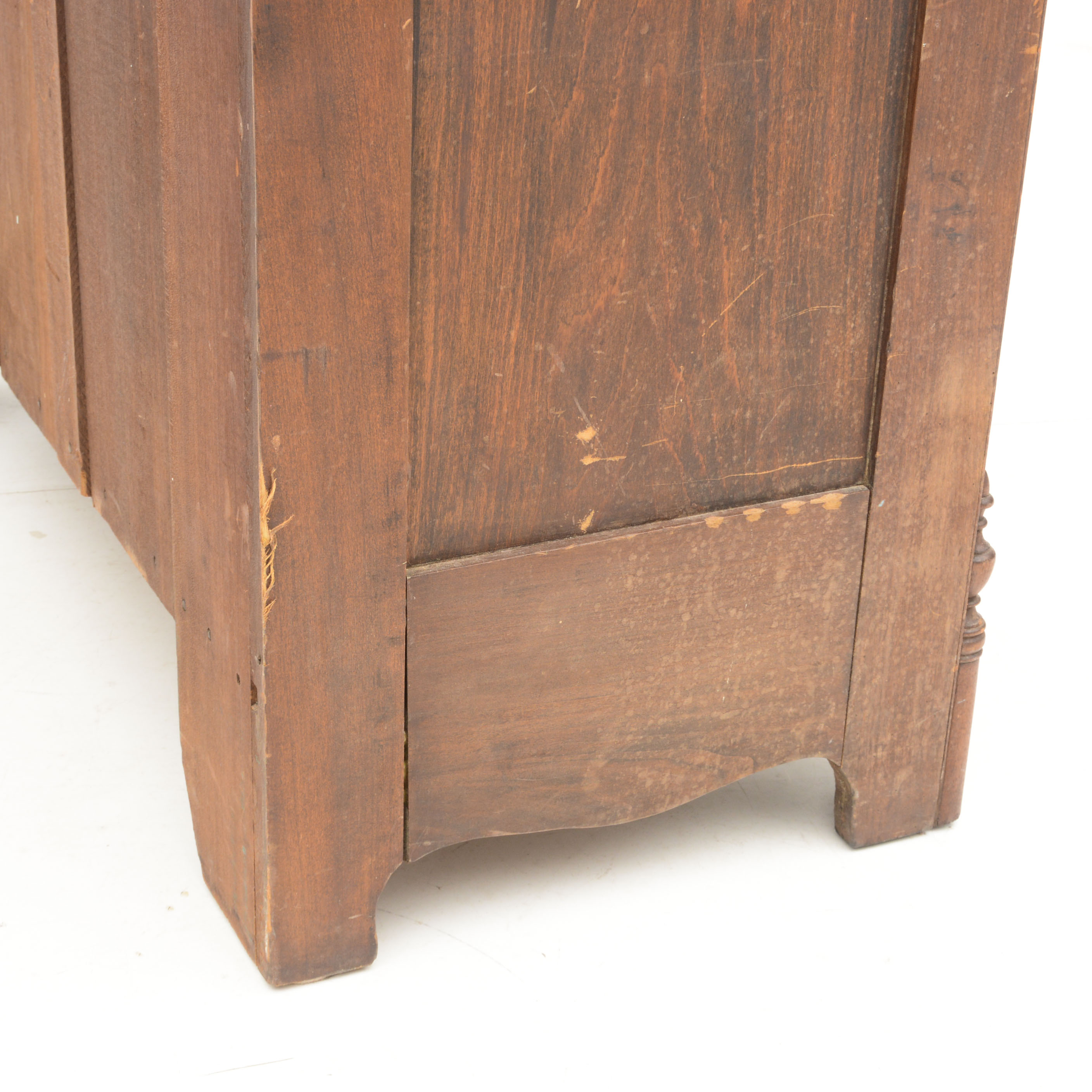 Carved Walnut Victorian Chest with Wishbone Mirror