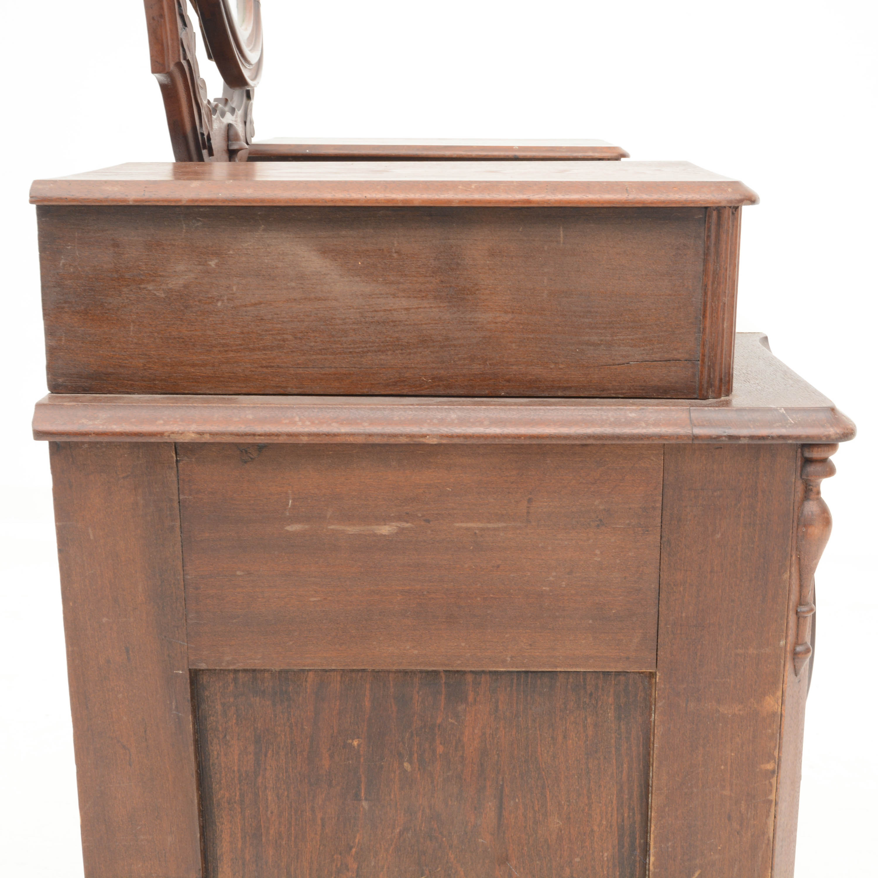 Carved Walnut Victorian Chest with Wishbone Mirror