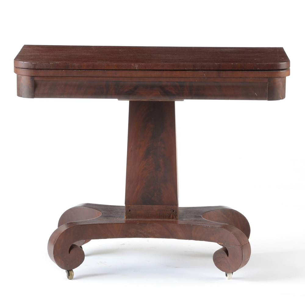 Mahogany Flame Veneered Empire Card Table