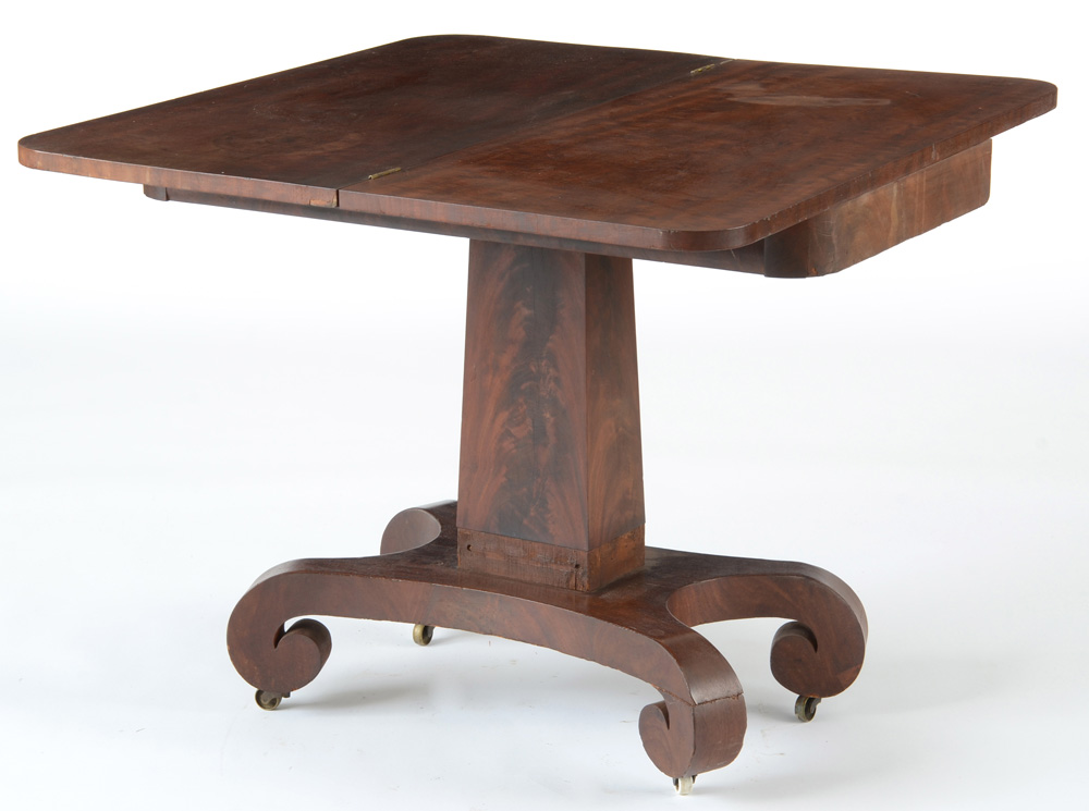 Mahogany Flame Veneered Empire Card Table