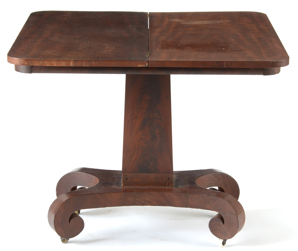 Mahogany Flame Veneered Empire Card Table