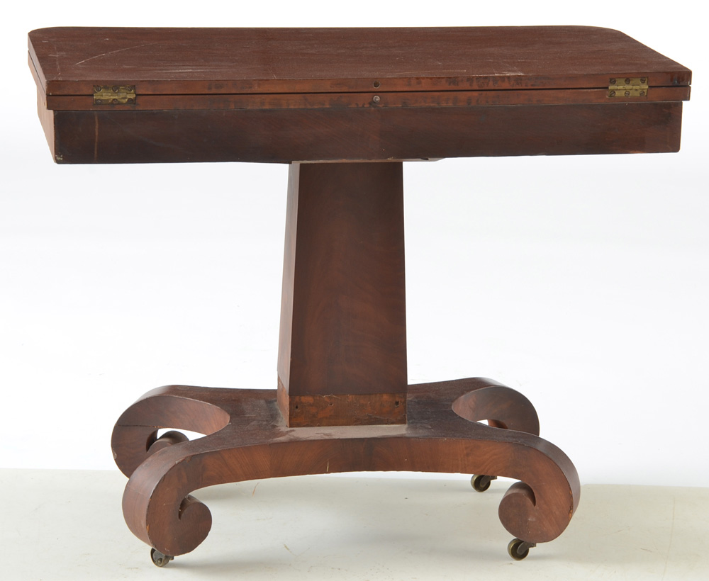 Mahogany Flame Veneered Empire Card Table